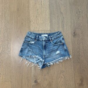 Denim Women's Shorts, ripped design at bottom